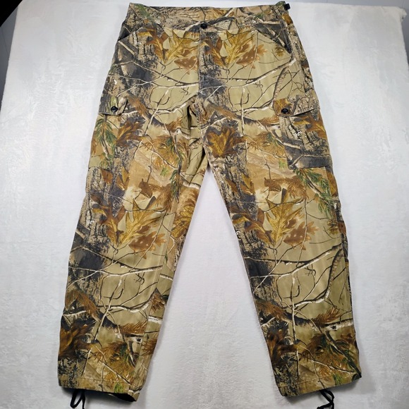 Hunters Edge Camo Pants Mens Large Green Realtree Hardwoods Adjustable Waist - Picture 1 of 8